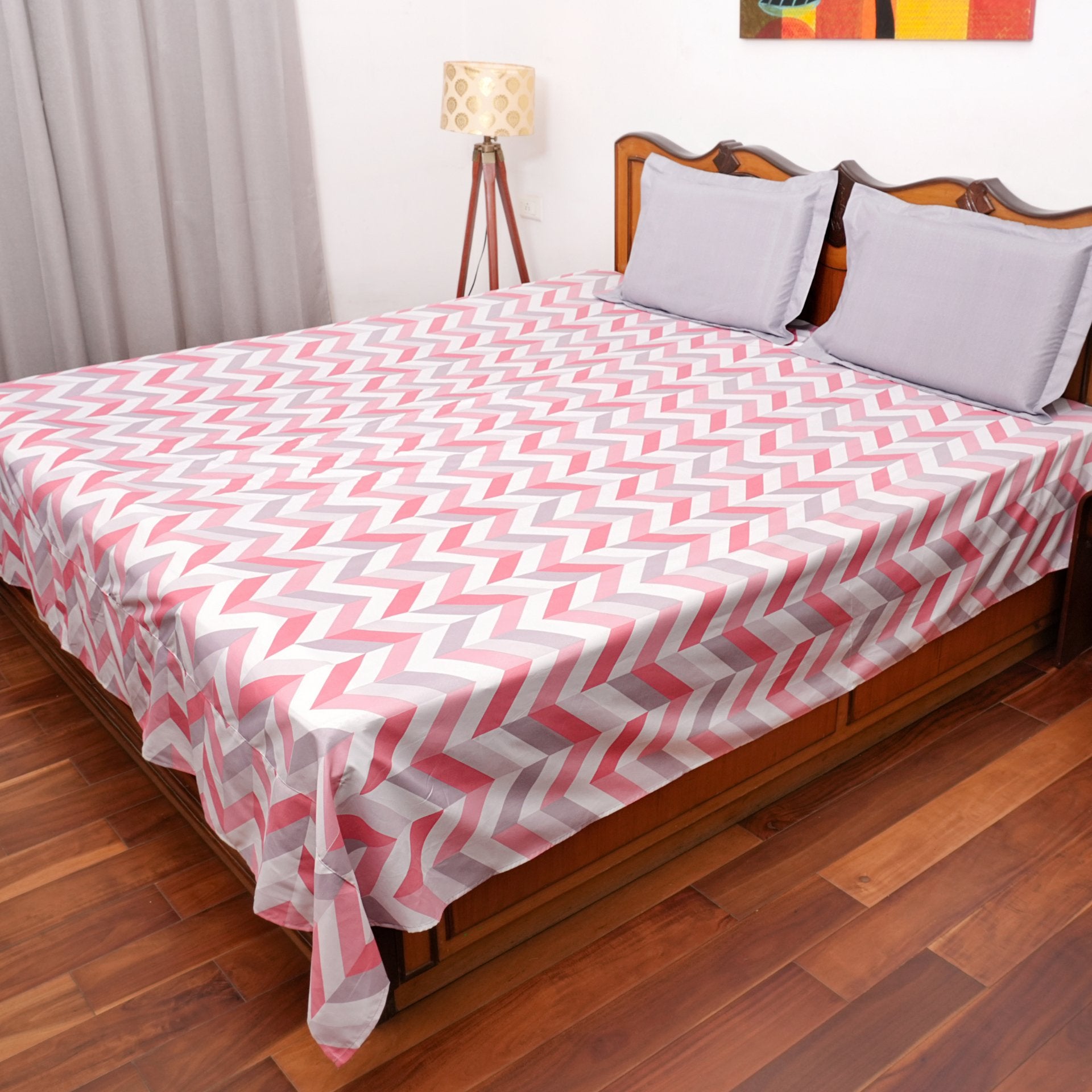 Vivid Bedsheet Set King Size, 108" x 108" - Coral Slub -